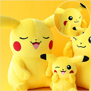 韩国代购神奇宝贝口袋妖怪宝可梦眨眼微笑闭眼皮卡丘玩偶毛绒公仔