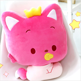 pinkfong碰碰狐婴儿毛绒玩具公仔扁靠垫狐狸玩偶抱枕靠枕 韩国代购