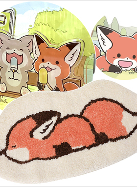 韩国代购进口morong狐狸脚垫红狐狸吸水地垫门垫松软地毯卡通周边