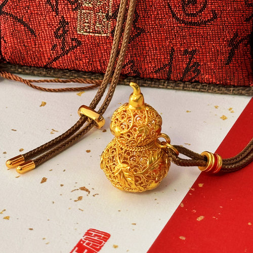 金店同款古法沙金镂空花丝葫芦