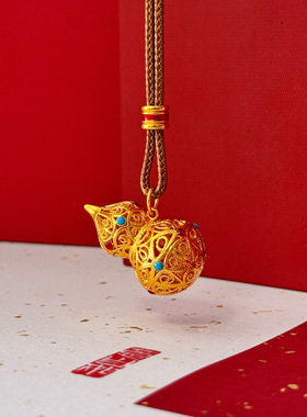 仿真金花丝葫芦福禄镂空毛衣链