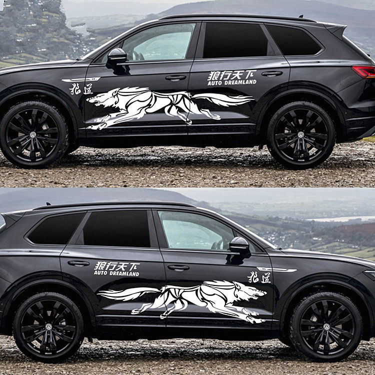 狼图腾车贴纸改装车身拉花机盖贴