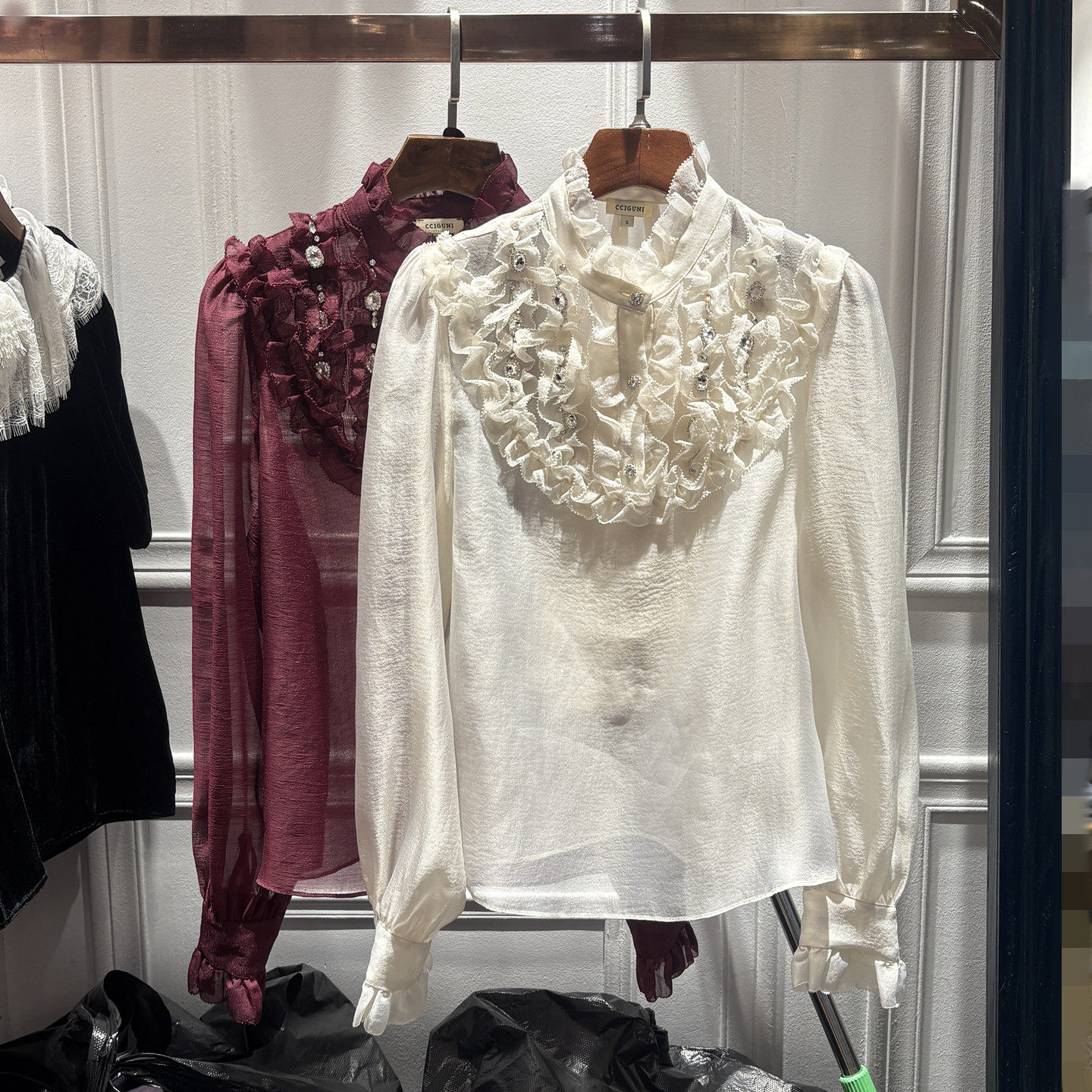 南油2026春秋新品女装法式高级感蕾丝花边立领衬衫长袖气质上衣仙