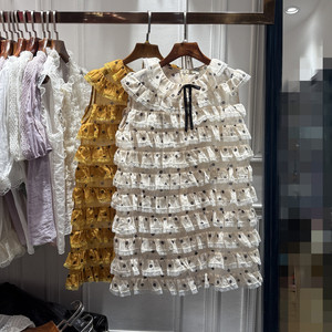 南油2026夏季新品女装减龄波点木耳边设计感法式别致连衣裙两件套
