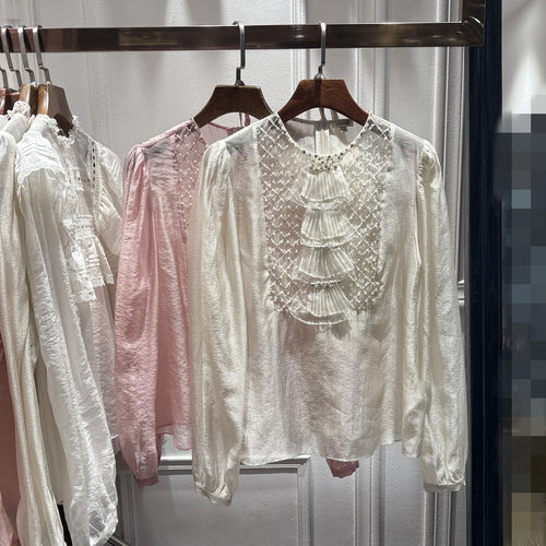 重工钉珠接长袖衬衫设计感上衣