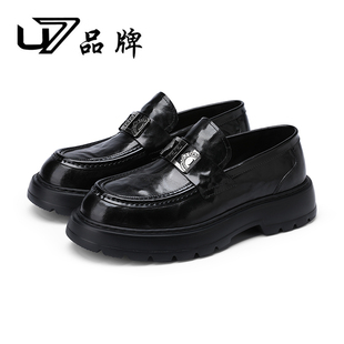 U7男士皮鞋2026新款真皮厚底英伦商务正装皮鞋纯牛皮套脚休闲皮鞋