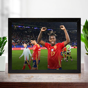 尼科威廉斯实木相框摆台西班牙足球有框挂墙上卧室房间画框装饰画