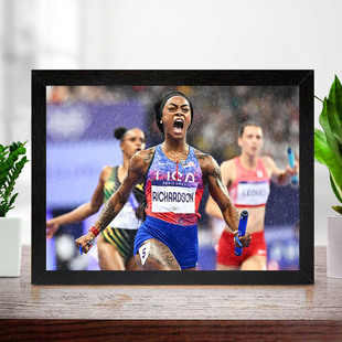 沙卡里理查森实木相框摆台短跑卧室房间有框挂墙田径宿舍画框壁画