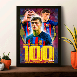 佩德里相框摆台巴萨足球画框装饰画宿卧室房间有框挂墙上定制礼物