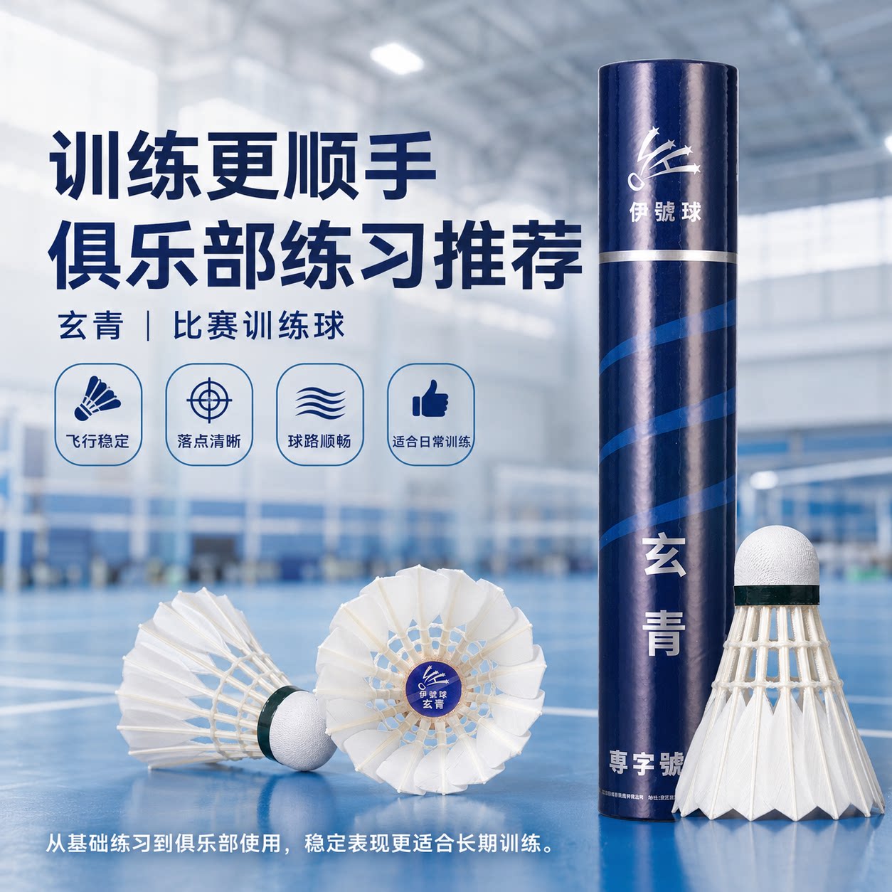 伊号球玄青羽毛球青队训练球干拔羽毛球