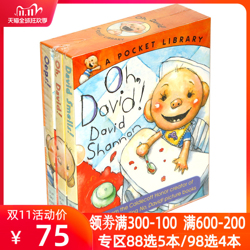 现货 英文原装进口原版书 Oh, David!: A Pocket Library Box Set (Books 1-3) 哦,大卫!口袋书套装(1-3本)儿童绘本情商培养
