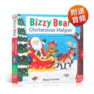 小熊很忙系列 儿童英文绘本纸板书 儿童英语绘本启蒙 Bear Christmas 小熊圣诞节小助手 Bizzy Helper忙碌 操作机关纸板游戏书