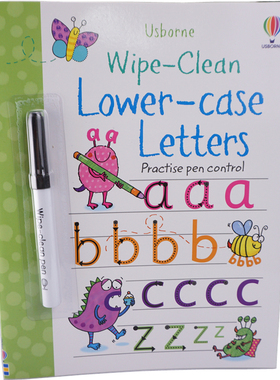 英文原版 WIPECLEAN LOWERCASE LETTERS 擦除清除小写字母 儿童字母认知英语启蒙绘本
