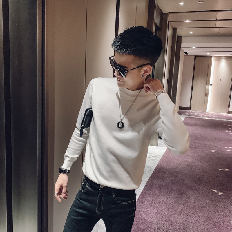 社会小伙圆领毛衣潮男韩版精神小伙纯色针织衫线衣修身秋冬打底衫在类目 男装, 针织衫/毛衣中 - 来自Buy2taobao.com提供专业的淘宝代购服务