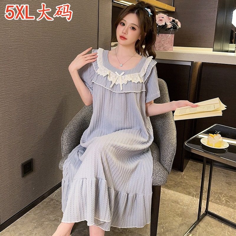 睡裙女短袖睡衣夏季提花棉公主风长款性感学生大码宽松纯色家居服,女士内衣/男士内衣/家居服,睡袍/浴袍,淘宝优惠券,粉丝福利购,淘宝优惠卷