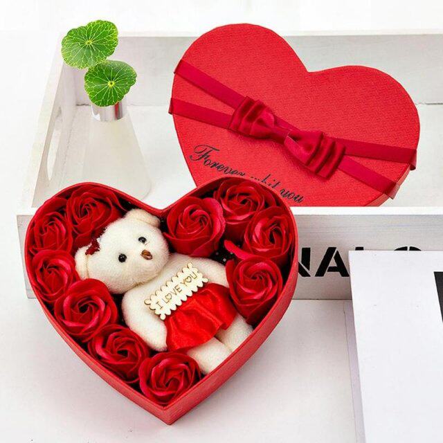soap flower gift box rose bears red flowers box bears rose h