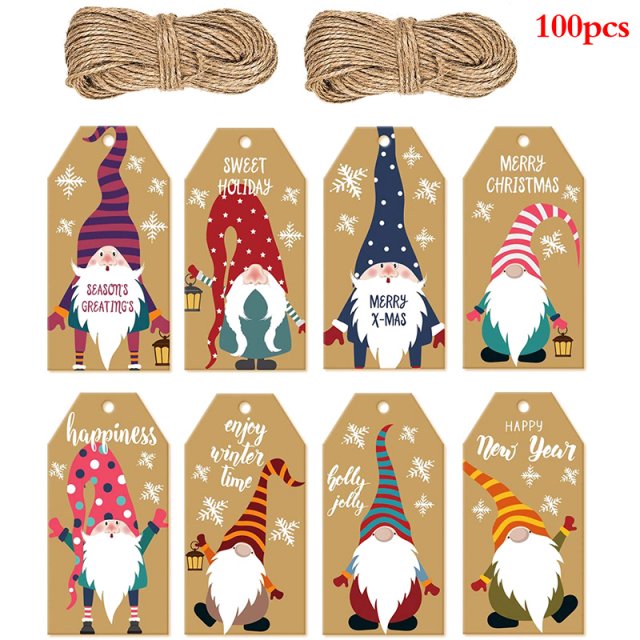 100pcs/set merry christmas tags kraft paper card gift label