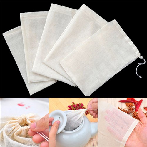 10pcs/1pcs cotton tea bags muslin drawstring straining bag f