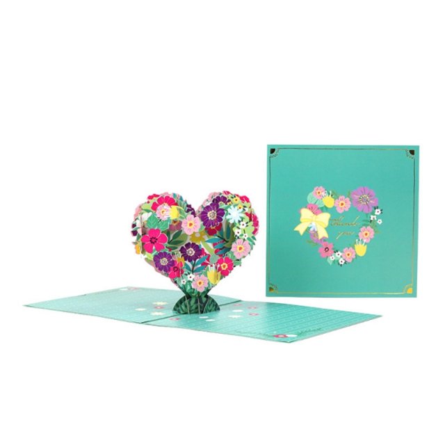 3d love flower heart greeting card with envelope teachers bl