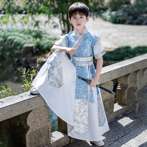 汉服男童夏季薄款唐装短袖国学服