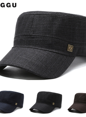 帽子男士春秋遮阳平顶帽新款中老年人爸爸夏天休闲薄款休闲爷爷帽