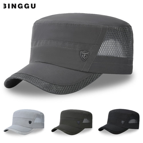 帽子男士夏季爸爸网眼防晒平顶帽