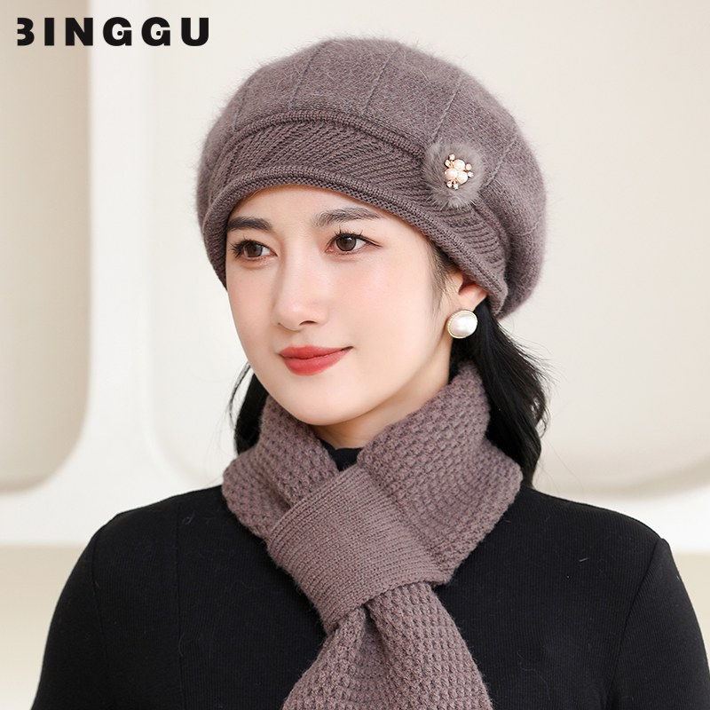 妈妈帽子女秋冬季新款贝雷帽洋气