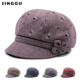 中老年人帽子女春秋天妈妈鸭舌帽新款 老人奶奶春夏老太太布帽薄款