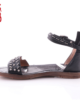 A.S.98意大利牛皮女鞋新款手工复古铆钉凉鞋534041