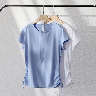 300斤拉链短袖 特大码 运动上衣女速干透气跑步瑜伽服健身服胖mmt恤