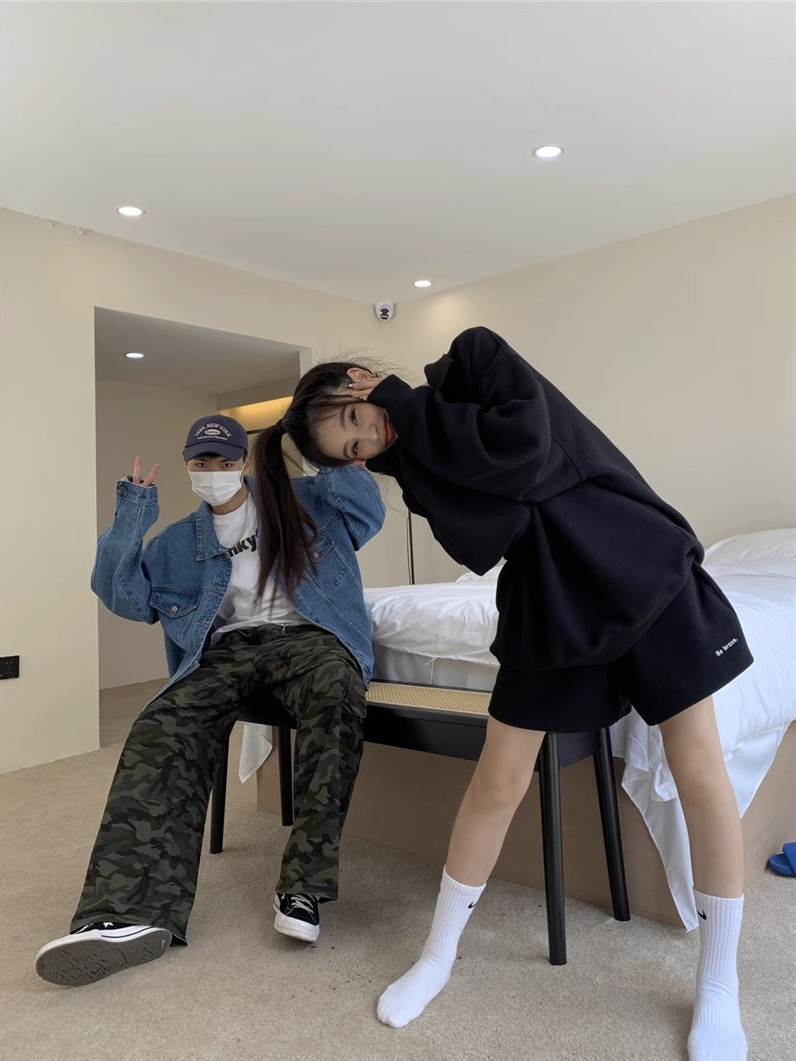 休闲运动套装女胖mm宽松