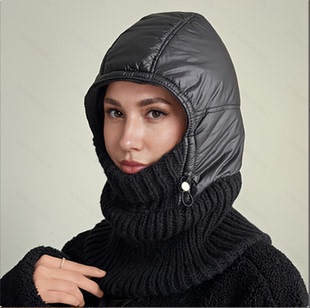 羽绒毛线帽子女秋冬季户外骑车针织帽子防寒帽防风护耳保暖雷锋帽