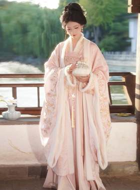 古风加绒加厚保暖汉服套装和