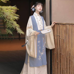 遇锦记原创汉服【云香令】明制长比甲马面立领大袖衫日常秋冬款