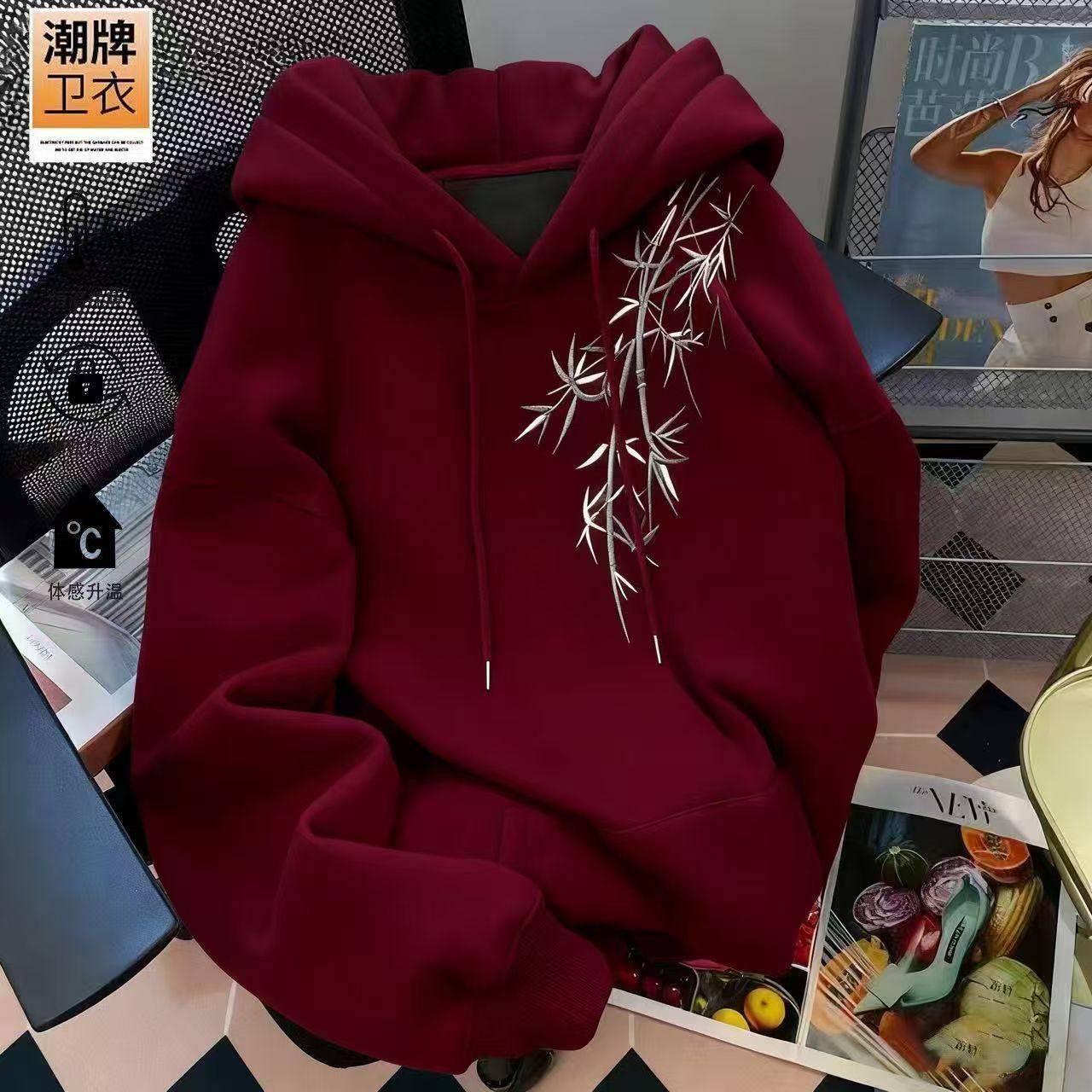 男女童酒红色纯棉连帽卫衣新款中大童秋冬季加绒洋气百搭外套上衣,童装/婴儿装/亲子装,卫衣/绒衫,淘宝优惠券,粉丝福利购,淘宝优惠卷