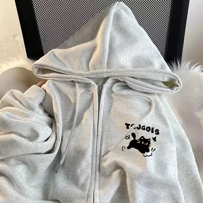 中大童秋冬女童连帽拉链卫衣外套