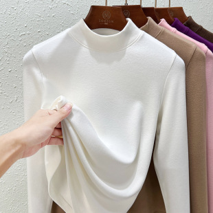 男女童打底衫2025秋冬新款双面德绒保暖内搭中大童半高领加厚上衣