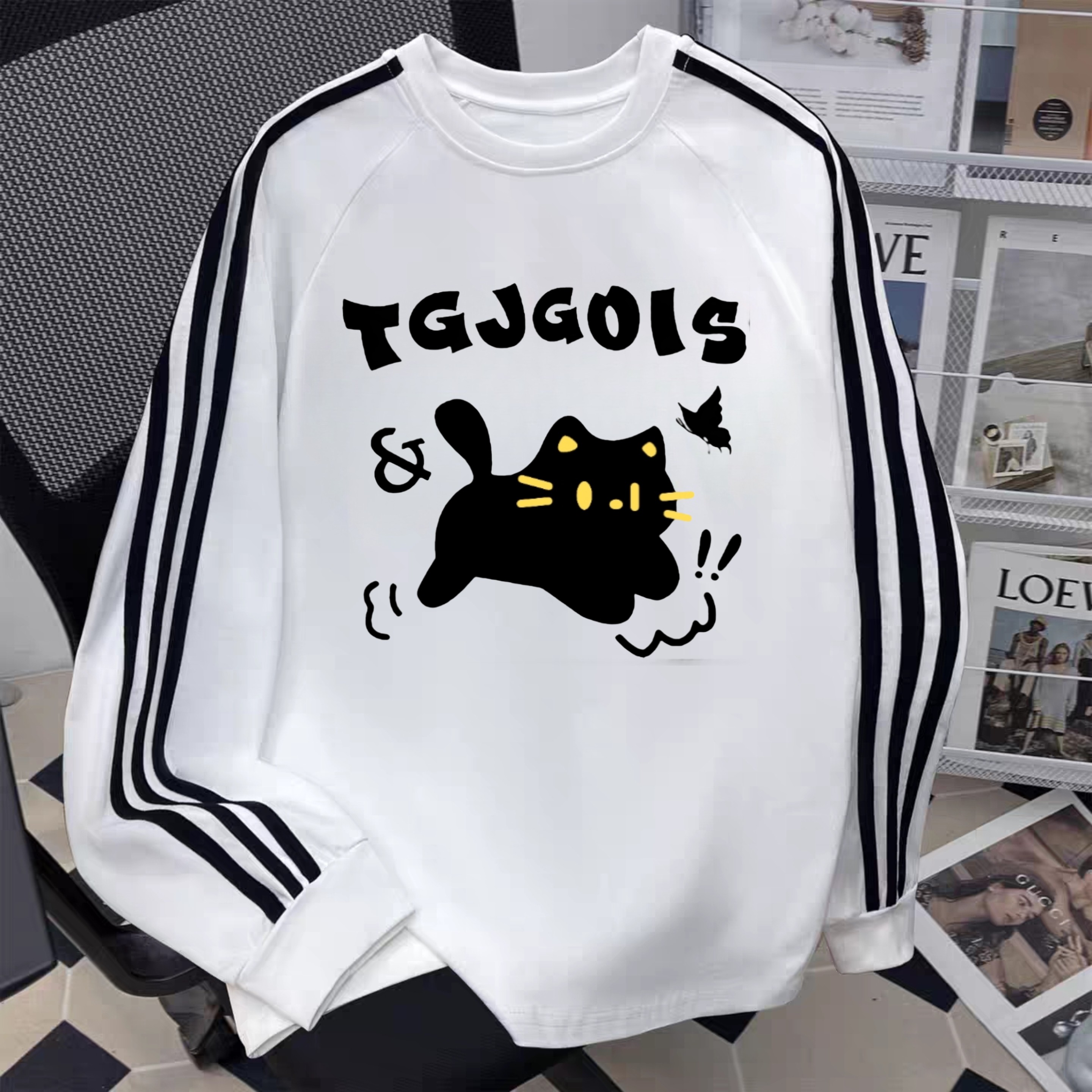 女大童长袖三条杠t恤春秋装新款女童纯棉宽松百搭体恤圆领打底衫,童装/婴儿装/亲子装,T恤,淘宝优惠券,粉丝福利购,淘宝优惠卷