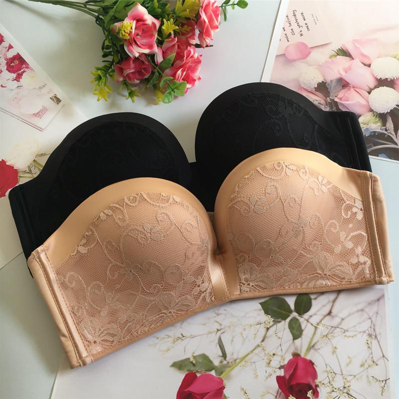 婚纱礼服半杯裹胸文胸隐形上托小胸无肩带内衣女聚拢防滑抹胸胸贴