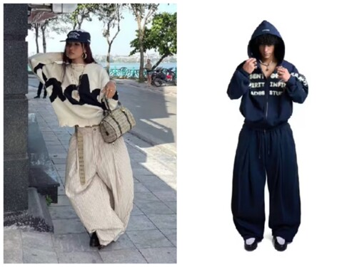 越在线越南小众hades新款时尚休闲字母印花圆领卫衣+阔腿裤卫裤
