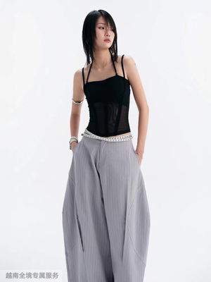 越在线越南小众bunnyhill新款简约百搭吊带背心宽松休闲裤套装
