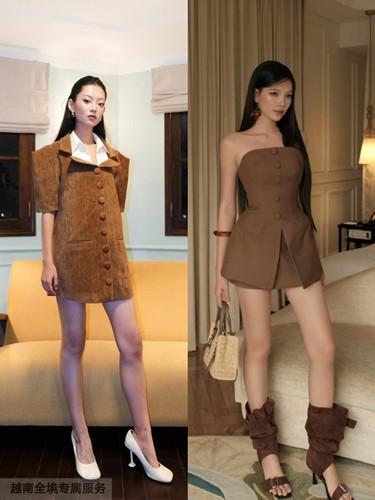 越在线越南小众ononmade酷飒干练假两件翻领衬衫裙/抹胸纽扣短裙