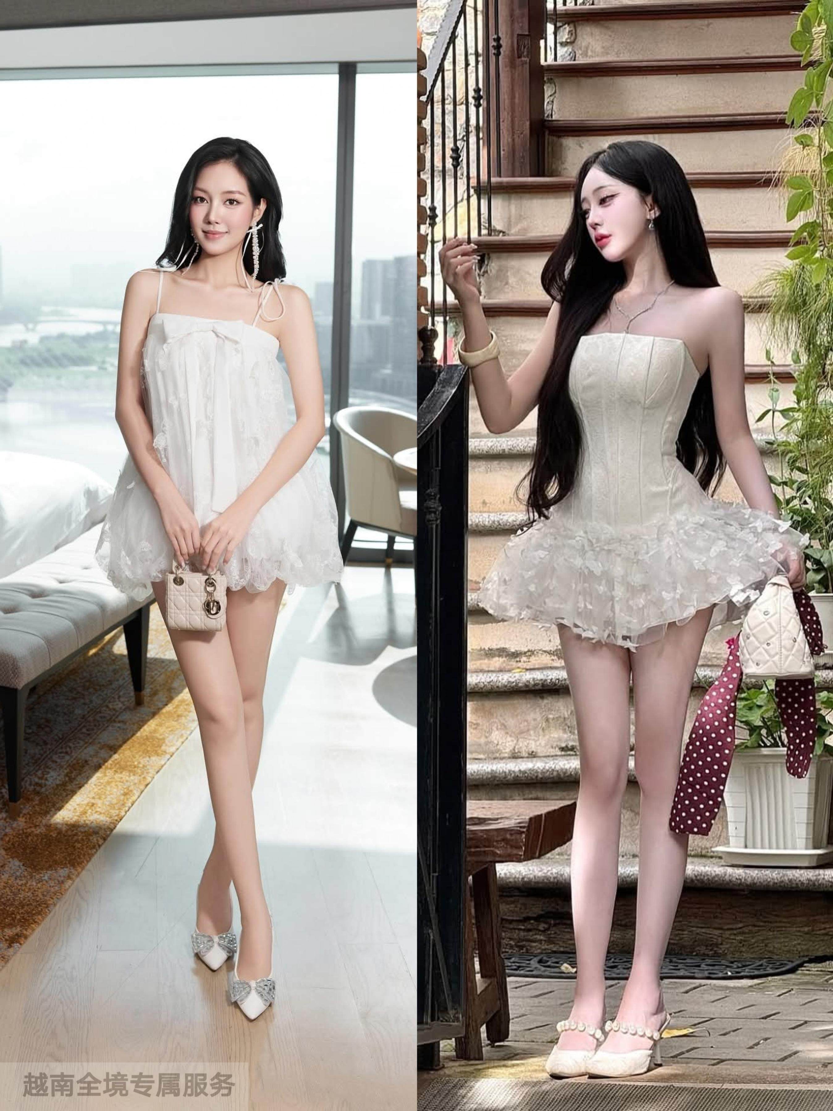 越在线越南小众kathy新款纯欲风吊带蛋糕裙连衣裙/抹胸蓬蓬连衣裙