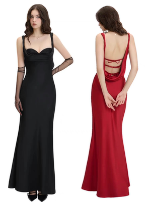 越在线越南小众jubin新款气质女神露背挂脖礼服裙长裙生日连衣裙