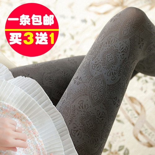 蕾丝提花丝袜春秋中厚打底连裤袜