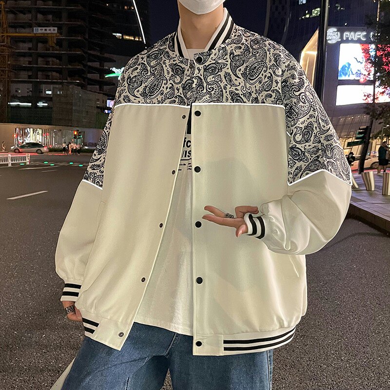 秋季棒球衫男装反光腰果花夹克棒球服外套男加肥加大码胖子衣服,男装夹克,星座909-2（原星座717-2）