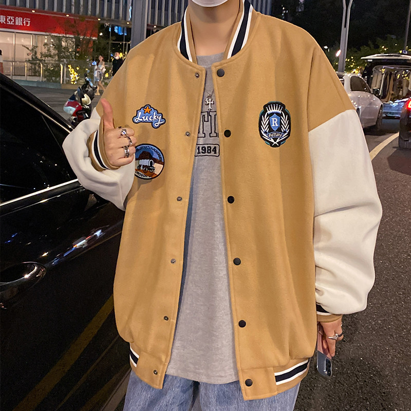 春装港风ins大码男装夹克外套加肥加大码宽松棒球衫6XL胖子衣服图片