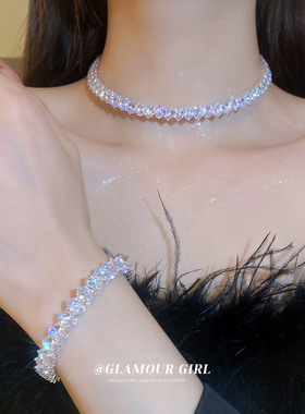 椭圆锆石2023新款爆款项圈女颈带小众设计百搭锁骨链颈链高级手镯