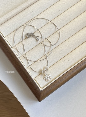 Yelu原创S925纯银花朵简约小众设计感锁骨链高级蛇骨链气质项链
