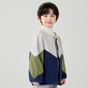 男童摇粒绒长袖罩衣秋冬加绒保暖羽绒服防脏宝宝吃饭画画护衣外套